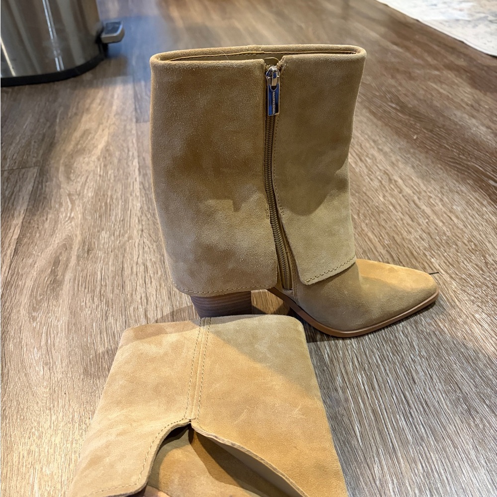 Vince Camuto Camel Suede Ankle Booties - Picture 2 of 5